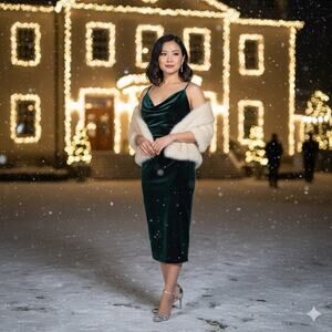 Lulus Green Velvet Slip Dress Women’s Size Small Midi Spaghetti Strap